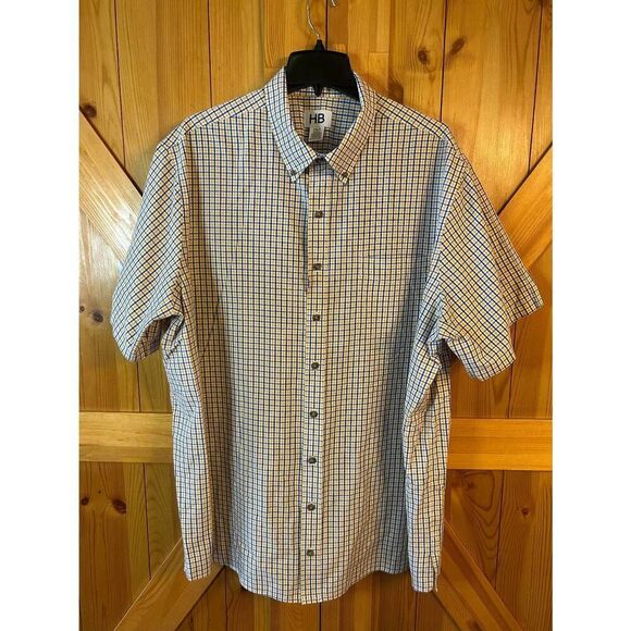 HB Harbor Bay Shirt Collared Plaid Short Sleeve Button Up Size 2XLT (8678) - Picture 1 of 5